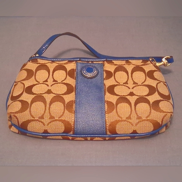Coach Brown and Blue Shoulder Bag - Picture 1 of 8